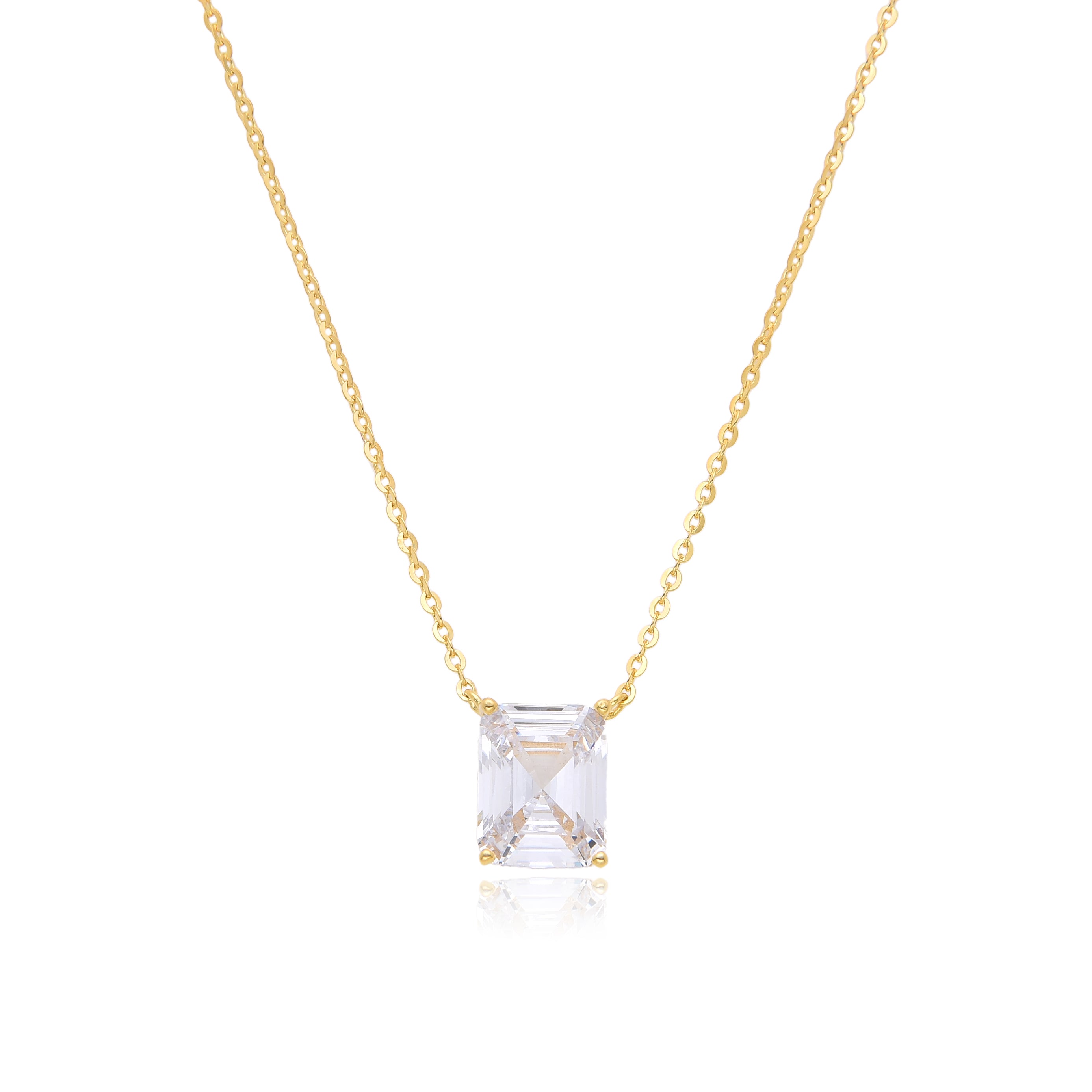 Gold Emerald Cut Necklace
