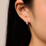 Baguette Cut Earrings | Silver