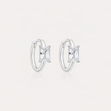 Baguette Cut Earrings | Silver