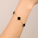 Clover Onyx Bracelet | Gold