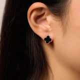 Clover Onyx Earrings | Gold