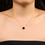 Clover Onyx Necklace | Gold