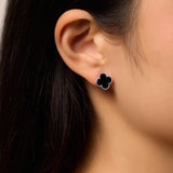 Clover Onyx Earrings | Silver