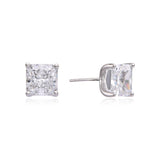 CRUSHED ICE PRINCESS CUT STUDS | SILVER
