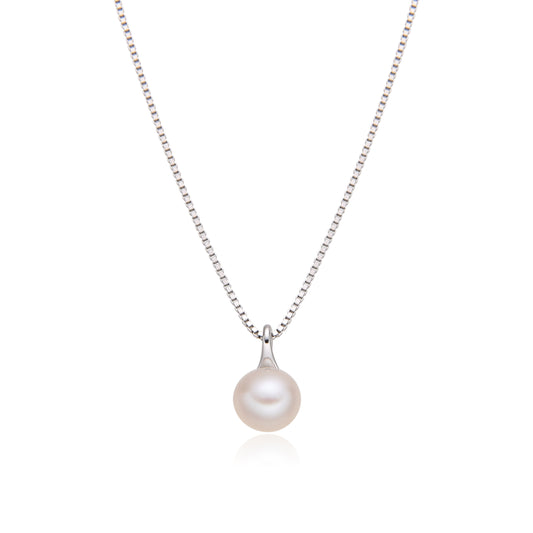 MINIMAL PEARL NECKLACE ｜ SILVER