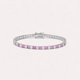 Tennis Bracelet 3mm | Pink | Silver
