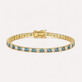 Tennis Bracelet 3mm | Blue | Gold