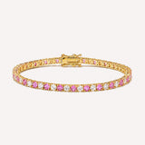 Tennis Bracelet 3mm | Pink | Gold