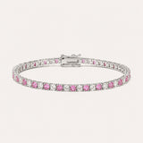 Tennis Bracelet 3mm | Pink | Silver